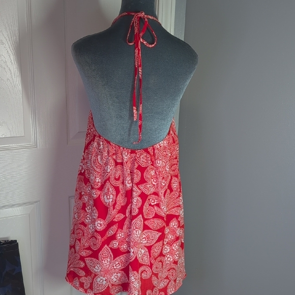 Show Me Your MuMu Katy Orange-Red Print Halter Dress Size S - Picture 5 of 12
